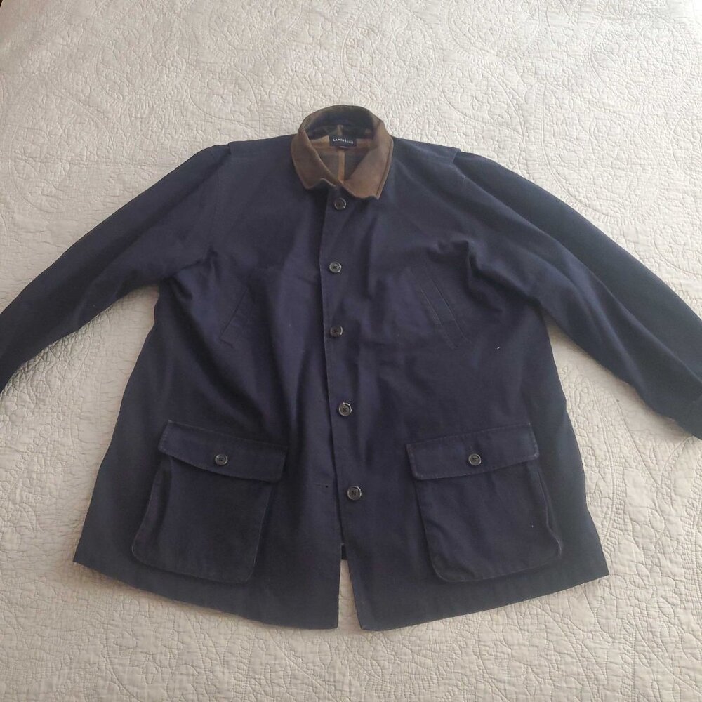 Navy and Plaid Barn Coat with Pockets